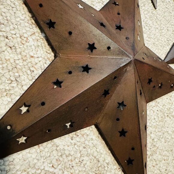 Rustic Brown Metal Star Decor Accents - Picture 2 of 4